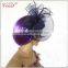 decorative navy blue feather flower silk flower large flower hair clips