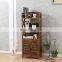 Antique solid wooden wall shelf ladder bookcase with door and 3 shelves