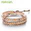Topearl Jewelry Potato Shape Freshwater Pearl Bracelet Stylish Woven Leather Wrap Bracelets for Women Jewelry CLL160