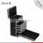 Aluminum artist cosmetic rolling wheel make up display case with lights mirror