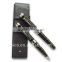 Black grid metal ballpoint pen and Roller Pen packed in PU leather gift pen pouch
