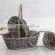 3pcs oval grey wicker flower baskets /potswith handle