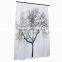 Wholesale Price 180x180cm Waterproof Black Scenery Tree Design White Fabric Bathroom Shower Curtain Liner Hooks Polyester