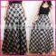 Latest long skirt design 2016 elegant black and white plaid long maxi skirt