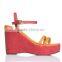 New Design Cow Leather Fashion Colorful Dress Girl Summer Shoe Wedge Sandals