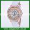 Fashion rhinestone casual cheap leather watch strap for ladies