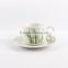 Bamboo decal modern tea cup and saucer set coffee cup and saucer