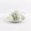 Bamboo decal modern tea cup and saucer set coffee cup and saucer