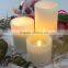 4 inch ivory smooth surface flat top small led flickering real wax pillar candles for home decor