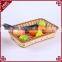 Cheap custom rectangular shape fruit vegetable display basket hand woven baskets