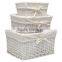 wicker lined baskets set of 3 white wholesale