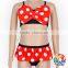 Girls 3Pcs Swimsuit Cute Bow-Knot Top And Polka Dots Hat Bikini Swimwear