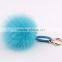 Myfur Genuine Fox Fur Pom Pom Keychain With Leather Strap Fashion Girls Bag Charm