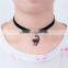 Wholesale Silver Plated Black Cat Velveteen Halloween Choker Necklace