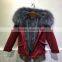 Red parka for 2-14Y Children Wear in winter,grey thick fur Lined short red baby fur parka