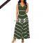 Latest V Neck Sleeveless Printed Maxi Dresses Women Elegant