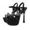 elegant unique design women platform high heel ankle strap shoes open toe hollow out shoes ladies platform sandals