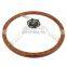 380mm 15'' Wood Grain Silver Brushed Spoke Steering Wheel, 6-Bolt Universal Classic Wooden Steering Wheel