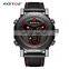 RISTOS 9341 Super Cool LCD Display Watch Leather Multifunction Backlight Men's Chronograph Watch