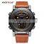 RISTOS 9341 Super Cool LCD Display Watch Leather Multifunction Backlight Men's Chronograph Watch