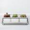 Modern Simple Style Iron Frame Rectangle Ceramic Three Pots Ins Green Plants Succulent Creative Flower Pot Set