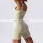 Hot Sale Custom Logo Ribbed Seamless One Piece Padded Sports Bra Jumpsuit Ladies Workout Fitness Gym Yoga Wear Clothes For Women