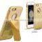 Luxury Plaid Pattern Cowhide Leather Back Cover With Kickstand Diamond Chrome Edged Bumper Hard Case for Iphone6 6plus