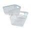 New Custom Weaving Style Medium Plastic Clear Tall Storage Baskets with Handles Rectangle Book and Magazine Stacking Baskets