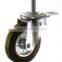 Swivel/Swivel Brake Threaded Stem Castor Fitted with Rubber Wheel, Metal Rim