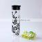 Hot selling 500ml borosilicate drinking water glass bottle/glass drinking bottles with lids and black