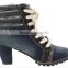 Lady Sexy Shoes,Women's Denim Canvas Zipper High Heel High Top Wedge Shoe Boot