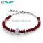 Red Rope Leather Handmade CZ 925 Silver Charm with Stainless Steel Beads Fashion Jewelry Collection