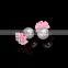2016 Summer Fashion Wholesale Ball Faux Pearl Side Double Crystal Flower Earring Stud Ear Jewels For Women