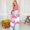 Sale by bulk floor length flower girl dress mother and child pink blue stitching dresses
