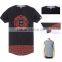 2016 spring Mens fashion cotton black longline t shirt with long section