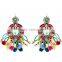 Bohemian design handmade colorful pompon charm earrings jewelry
