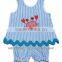 Baby Girl Turquoise Stripe Appliqued Crabs Bloomers Set