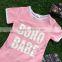 2016 Summer girls outfit BOHO BABE set pink short sleeves baby kids boutique 1-9 years old girls clothing with accessories