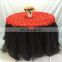China Factory Latest Design Red Rosette Black Tulle Table Skirt Designs