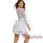 Women V neck sexy elegant long sleeve short skater dress