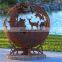 Black Steel Outdoor Hollow Metal Sphere Fire Pits Fire Ball