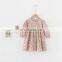 2020 Girls Long Sleeve Floral Skirt Flat Neck Dress