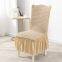 Stretch Seersucker Dining Chair Covers Chair Slipcovers with Ruffled Skirt Navy Blue