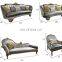 Solid wood Structure European style fabric golden sofa set for living room