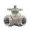 Manufacture DN25 1inch Stainless steel SS304  AC220V  Female Thread 3ways  electric ball valve