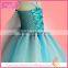 Fairy style snow pattern girls' dress large light blue and white trail