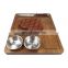 Wholesale anti-bacterial engraved thick acacia wood steak cutting board with knife
