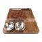 Wholesale anti-bacterial engraved thick acacia wood steak cutting board with knife