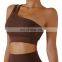 Sports bra plus size gym bra for women top active yoga soft design your own custom logo one shoulder sports bra