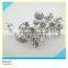 Crystal Glass Stone Brooch Silver Flower Design for Wedding Dress Decoration 7x7cm